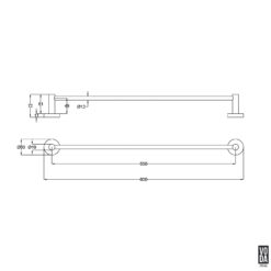Alternative view of Pure 600mm Single Towel Rail Brushed Nickel