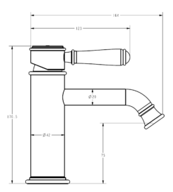 Alternative view of Cambridge Basin Mixer with Brass Handle Matte Black