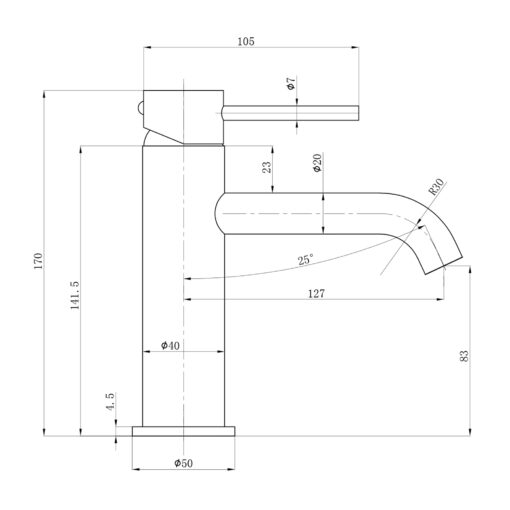 Pure Basin Mixer Curved Spout Gun Metal - Image 2