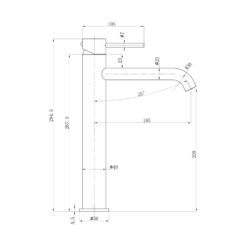 Alternative view of Pure Tall Basin Mixer Curved Spout Brushed Copper