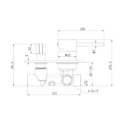 Alternative view of Pure Shower Mixer with Diverter Body Only