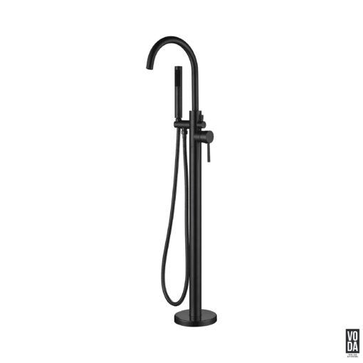 Pure Floor Standing Bath Filler with Hand Shower Matte Black