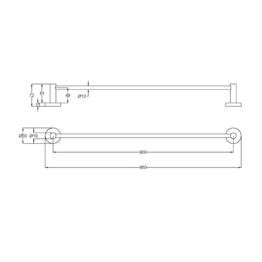 Pure 900mm Single Towel Rail Brushed Gold - Image 2