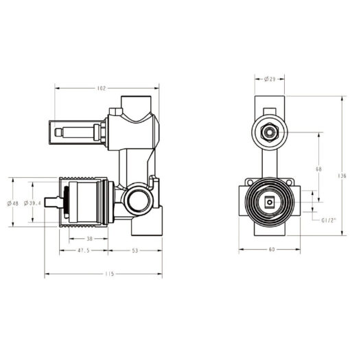 Cambridge Shower Mixer with Diverter with Ceramic Handle Set Matte Black - Image 3