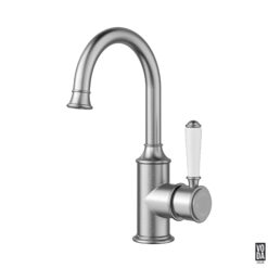 Cambridge Gooseneck Basin Mixer with Ceramic Handle Brushed Nickel