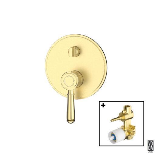 Cambridge Shower Mixer with Diverter with Brass Handle Set Brushed Gold