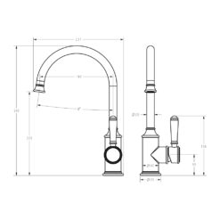 Alternative view of Cambridge Gooseneck Kitchen Sink Mixer with Ceramic Handle Brushed Gold