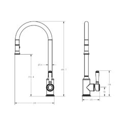 Alternative view of Cambridge Pull-out Kitchen Sink Mixer with Brass Handle Brushed Nickel