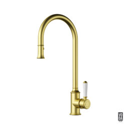 Cambridge Pull-out Kitchen Sink Mixer with Ceramic Handle Brushed Gold