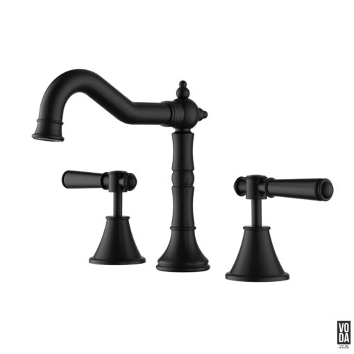 Cambridge 3 Piece Basin Mixer Set with Brass Handle Matte Black