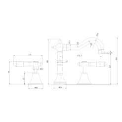 Alternative view of Cambridge 3 Piece Basin Mixer Set with Ceramic Handle Brushed Gold
