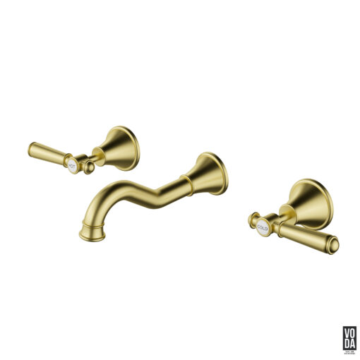 Cambridge Wall Basin/Bath Set with Brass Handle Brushed Gold
