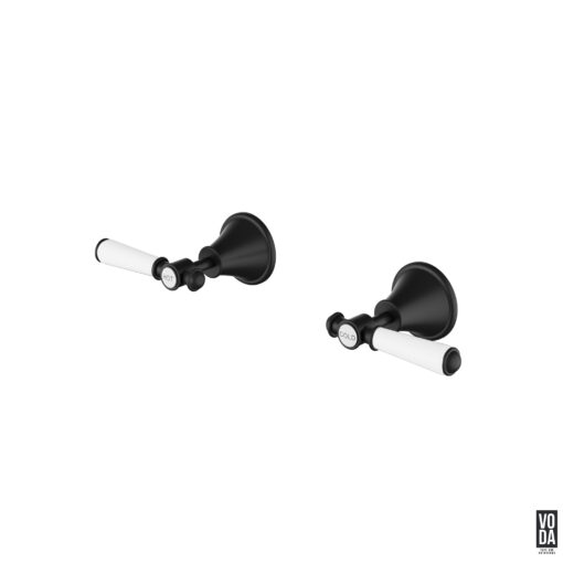 Cambridge Wall Top Assemblies with Ceramic Handle Matte Black