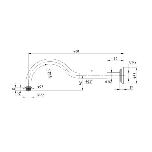 Cambridge Shower Arm Only Matte Black - Image 2