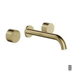 Tara 3 Piece Wall Basin/Bath Set with Ceramic Spindles Brushed Gold