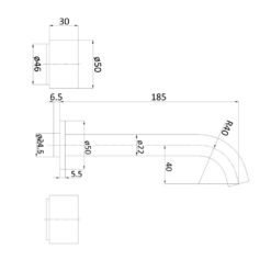 Alternative view of Tara 3 Piece Wall Basin/Bath Set with Ceramic Spindles Brushed Gold