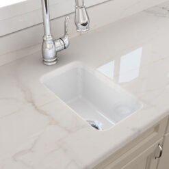 Ovia Mini Bar Single Bowl Fine Fireclay Farmhouse Undermount or Inset Kitchen Sink Gloss White