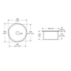 Alternative view of Ovia 460mm Round Fine Fireclay Farmhouse Undermount Kitchen Sink Gloss White