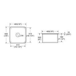 Alternative view of Ovia 483mm Square Single Bowl Fine Fireclay Farmhouse Undermount or Inset Kitchen Sink Gloss White