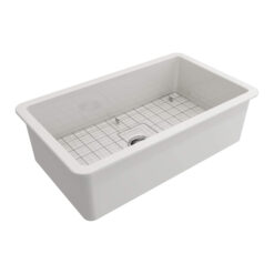 Ovia 685mm Single Bowl Fine Fireclay Farmhouse Undermount Kitchen Sink Gloss White
