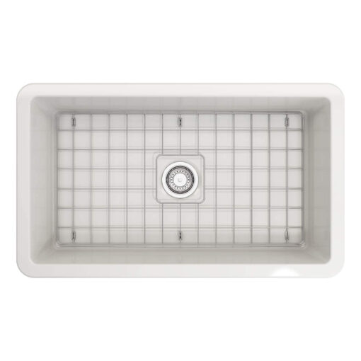 Ovia 685mm Single Bowl Fine Fireclay Farmhouse Undermount Kitchen Sink Gloss White - Image 4