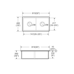 Alternative view of Ovia 813mm Double Bowl Fine Fireclay Farmhouse Undermount Kitchen Sink Gloss White