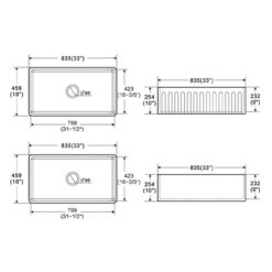 Alternative view of Ovia 835mm Single Bowl Fine Fireclay Farmhouse Kitchen Sink Gloss White