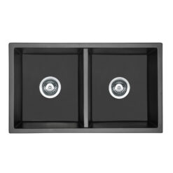 Ovia 770mm Double Bowl Granite Kitchen Sink Matte Black