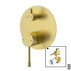 Emerald Shower Mixer with Diverter Single Plate Set Brushed Gold