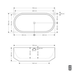 Alternative view of 1700mm Eden Oval Freestanding Bath Black