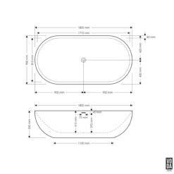Alternative view of 1800mm Victoria Freestanding Bath Black
