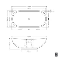 Alternative view of 1790mm Willow Freestanding Bath Black