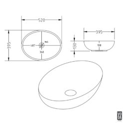 Alternative view of Carey 520mm Oval Ceramic Above Counter Basin Matte Carrara White