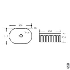 Alternative view of Ellips 490mm Pill Fluted Ceramic Above Counter Basin Matte White