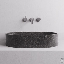 Margo Proud Edge Terrazzo Stone Above Counter Basin Black