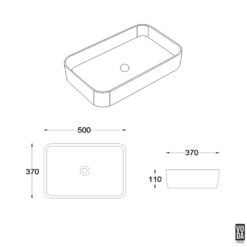 Alternative view of Kliff 500mm Rectangular Ceramic Above Counter Basin Matte Black