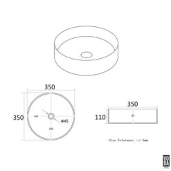 Alternative view of Olley 350mm Round Ceramic Above Counter Basin Matte Black