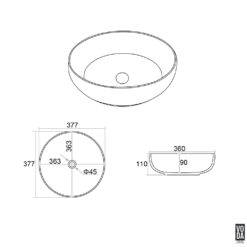 Alternative view of Oban 370mm Round Ceramic Above Counter Basin Matte Black