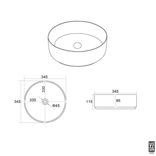 Ollia 345mm Round Textured Ceramic Above Counter Basin Silky Gold - Image 2