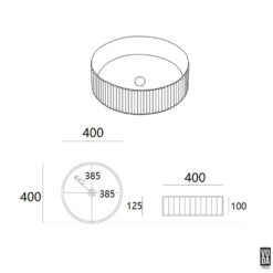 Alternative view of Olley 400mm Round Fluted Ceramic Above Counter Basin Matte Black