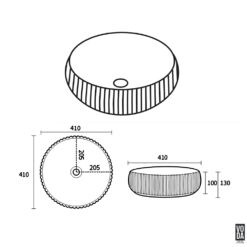Alternative view of Oran 400mm Round Fluted Ceramic Above Counter Matte Black