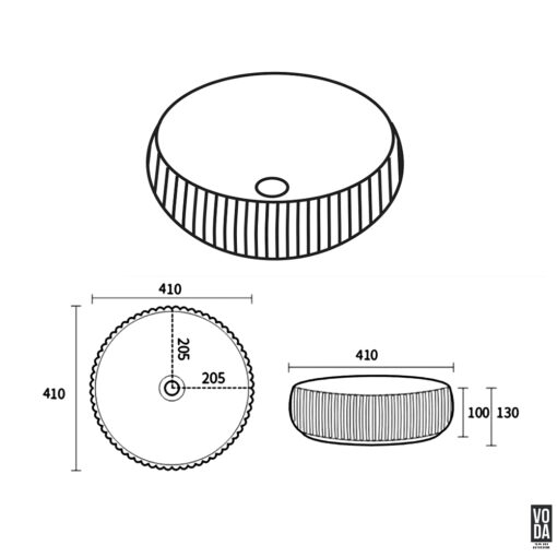 Oran 400mm Round Fluted Ceramic Above Counter Gloss White - Image 2