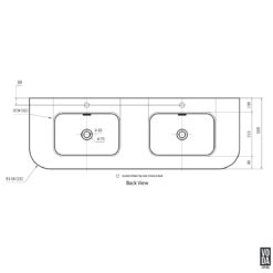 Alternative view of Aruro 1800mm x 500mm Double Bowl Solid Surface Stone Basin Matte Black