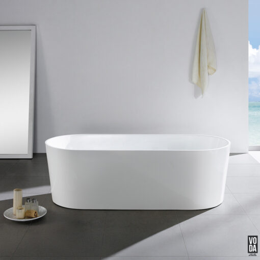 1300mm Agena Acrylic Freestanding Bath Gloss White - Image 3