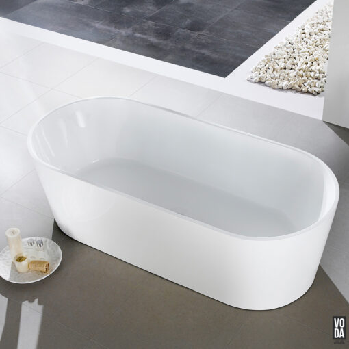 1700mm Agena Acrylic Freestanding Bath Gloss White - Image 6