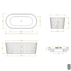 Alternative view of 1500mm Agena Fluted Acrylic Freestanding Bath Gloss White