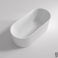 1705mm Agena Fluted Acrylic Freestanding Bath Gloss White