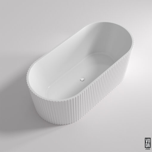 1705mm Agena Fluted Acrylic Freestanding Bath Gloss White