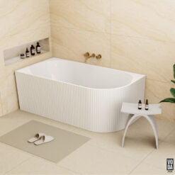1705mm Binge Fluted Skirt Bath Left Gloss White