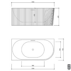 Alternative view of 1500mm Binge Fluted Skirt Bath Left Gloss White